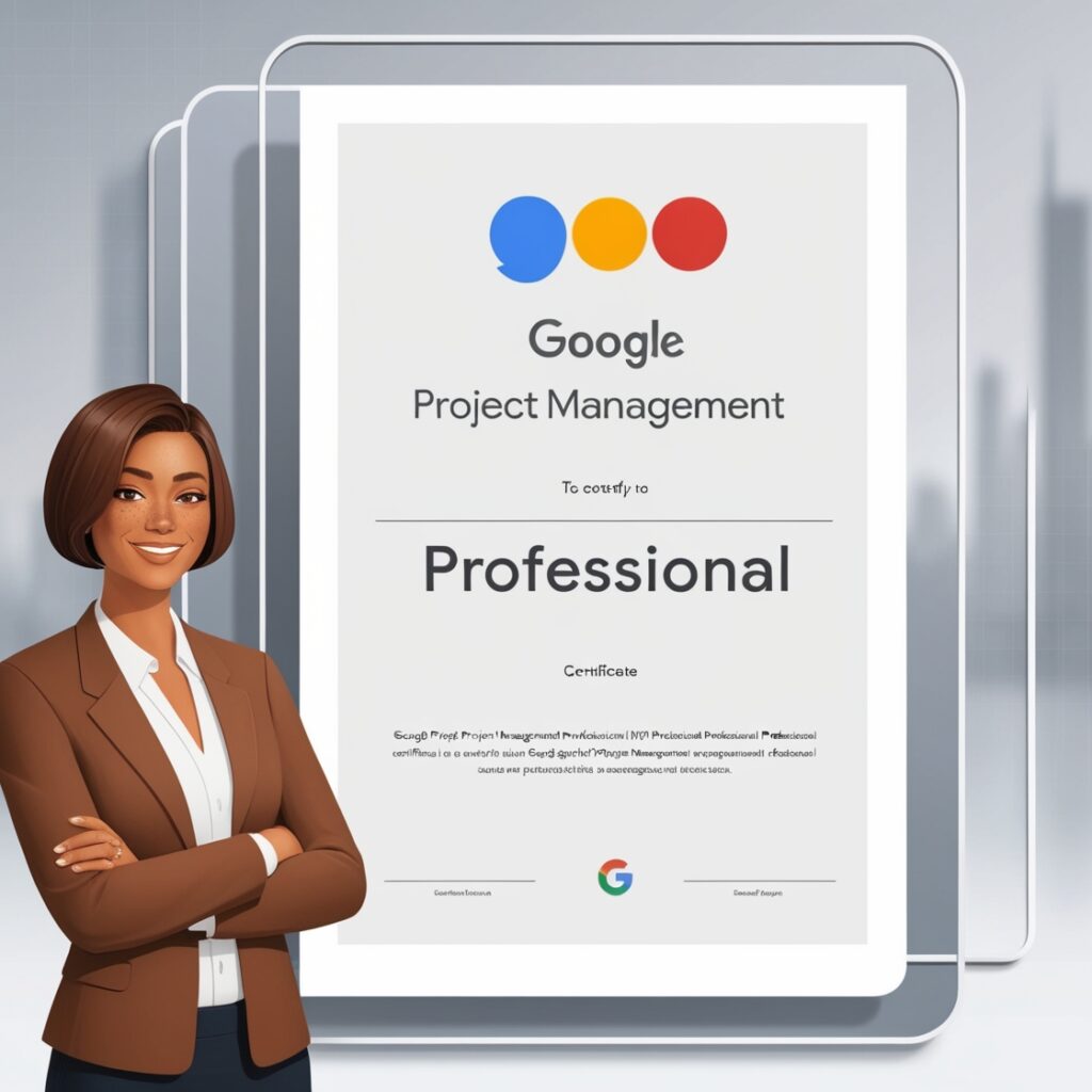 Google Project Management Professional Certificate Program - Image showcasing the course content, including Agile management and real-world project scenarios.