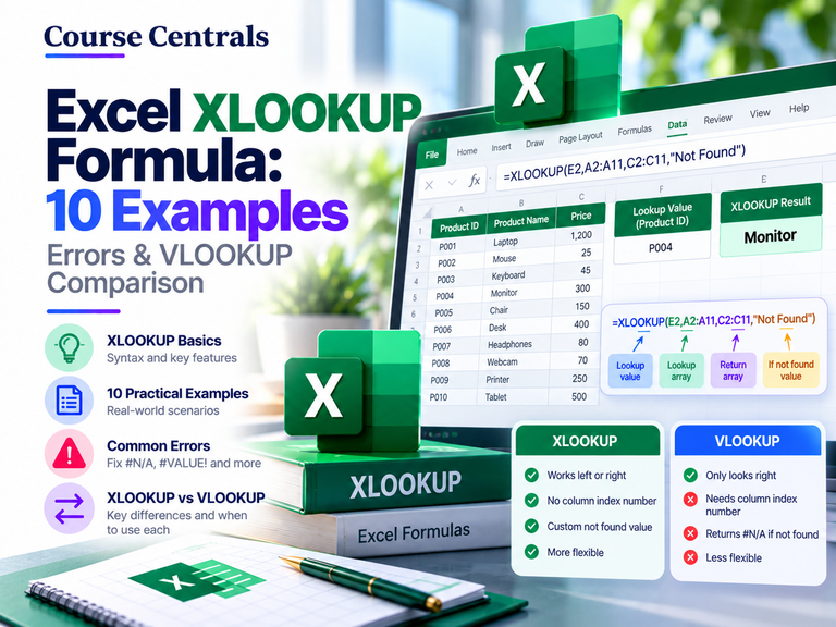 Excel XLOOKUP formula tutorial with 10 examples, common errors and XLOOKUP vs VLOOKUP comparison
